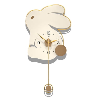 Horloge Murale Moderne, Horloge Murale à la Mode pour Salon et Maison, Décoration Lapin de Dessin Animé Crémeuse, Horloge Silencieuse Créative pour Salle à Manger