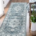 thumbnail image 1 of Rugking Boho Runner Rug 2x6 Hallway Indoor Vintage Rug Floral Medallion Runner Rugs with Rubber Backing Carpet Runner Thin Rug for Bathroom Kitchen Living Room Blue, 1 of 6