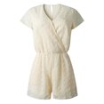 thumbnail image 4 of Femmes Crochet Points Surplice V Cou Manches Courtes Trou de Serrure Dos Uni Romper, 4 of 5