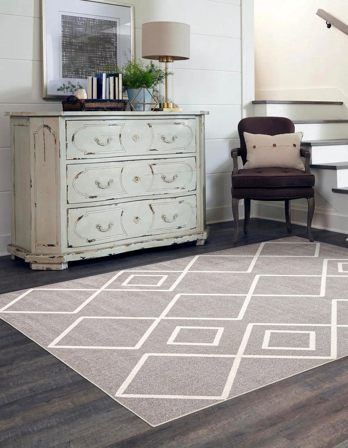 Tapis Lavable ECARPET Géométrique pour Chambre, Salon, Chambre d'Enfant, Couloir