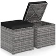 thumbnail image 2 of Costway 2PCS Patio Rattan Ottomans Seat Side Table Storage Box Footstool with Cushion Black, 2 of 10