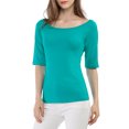 thumbnail image 1 of INSPIRE CHIC T-Shirts à Encolure Bateau pour Femmes Manches Mi-Longues Ajustées Superposition Doux T-Shirt TP Vert, 1 of 8