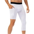 thumbnail image 2 of asjyhkr Men's Compression Shorts with a Single-Legged with Side Pockets Workout Gym Basketball Base Layer, 2 of 6