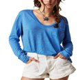thumbnail image 1 of Women‘s Causal T-Shirt V Neck Long Sleeve Loose Fit Tops Solid Color Blouse Basic Tees, 1 of 5