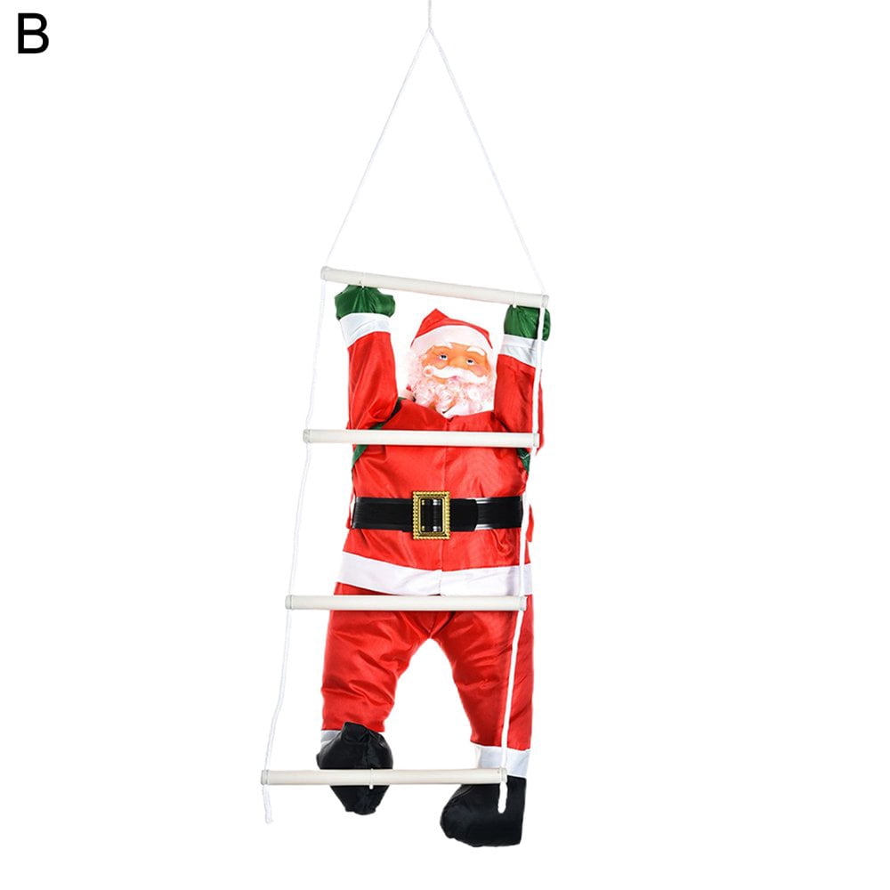 MesaSe Christmas Decoration Vivid  Plush Santa Claus Climbing Ladder and Rope for Gardens