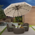 thumbnail image 4 of Gymax 9.3 FT Solar Patio Umbrella w/ 32 LED Lights & Vented Top & Ruffles Beige, 4 of 10