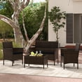 thumbnail image 2 of Patiojoy 8 Piece Patio Rattan Conversation Set Outdoor Wicker Furniture Set w/ Chair Loveseat & Tempered Glass Table Black, 2 of 9