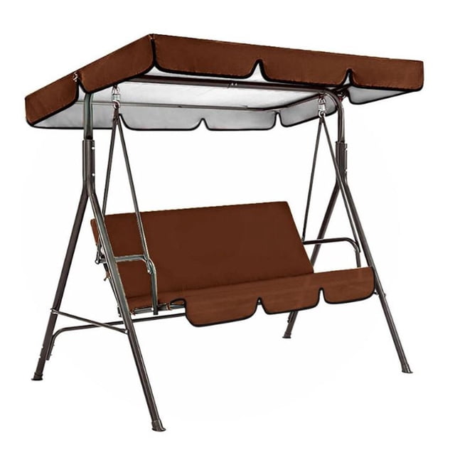 Mosiee Swing Chair Cover Canopy Seats Garden Oxford Cloth Waterproof Material Swing Chair Replacement Canopy For Swing in coffee color. Made of durable 210D silver-coated Oxford cloth, this waterproof and sunproof replacement canopy and seat cover is designed for 3-pedestal garden swing chairs. Ideal for patio furniture, it offers reliable protection from rain and sun, ensuring comfort and longevity. Easy to install and maintain.