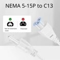 thumbnail image 3 of TNP Universal Power Cord (10 Feet) - IEC320 C5 to NEMA 5-15P 3-Prong Mickey Mouse Power Extension Cable Wire Connector Socket Plug Jack for Laptop Notebook AC Power Supply Adapter Charger Wall Outlet, 3 of 6
