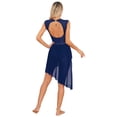thumbnail image 4 of RUNQHUI Costume de Danse Lyrique pour Femmes Robe de Patinage Sans Manches en Chiffon Fluide Bas Justaucorps Bleu Marine S, 4 of 7