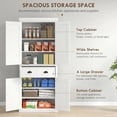 thumbnail image 4 of HOMCOM 72" Kitchen Pantry, Freestanding Storage Cabinet with Drawer, Cream, 4 of 10