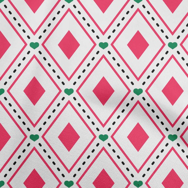 oneOone Velvet Magenta Fabric Check Sewing Material Print Fabric By The Yard 58 Inch Wide