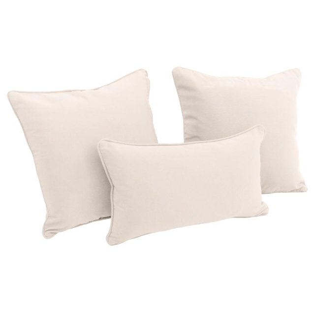 Double-corded Solid Twill Throw Pillows with Inserts (Set of 3), Natural