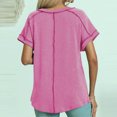 thumbnail image 5 of Soki Women's Tops Basic Casual V Neck Solid Color Pleated Short Sleeved Tee, 5 of 5