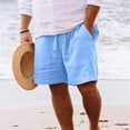 thumbnail image 1 of cllios Men's Linen Shorts Lightweight Breathable Summer Beach Shorts Classic Fit Elastic Waist Drawstring Workout Shorts with Pockets, 1 of 6
