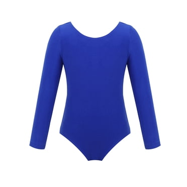 inhzoy Filles Enfants Classique Manches Longues Coton Ballet Danse Gymnastique Justaucorps Athlétique Unitard Tenue de Danse Bleu Foncé 6