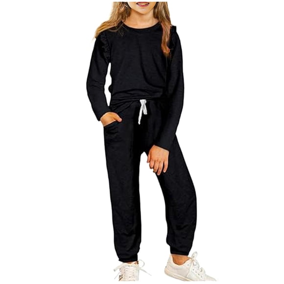 Erwazi Ensembles pour Filles Enfants Vêtements Mignons T-Shirt à Manches Longues et Pantalon Ensemble Automne Ensembles de Vêtements pour Filles 4-13 Ans