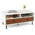 thumbnail image 1 of Gymax Table Basse Moderne Rectangulaire avec Tablette de Rangement et Tiroirs Mobilier de Salon, 1 of 10