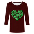 thumbnail image 4 of T-Shirt Ample à Manches Trois-Quarts et Col Rond Imprimé pour la Saint-Patrick pour Femmes, 4 of 6