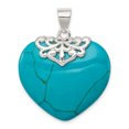 thumbnail image 1 of 925 Sterling Silver Turquoise Heart Shaped Stone Pendant, 1 of 2