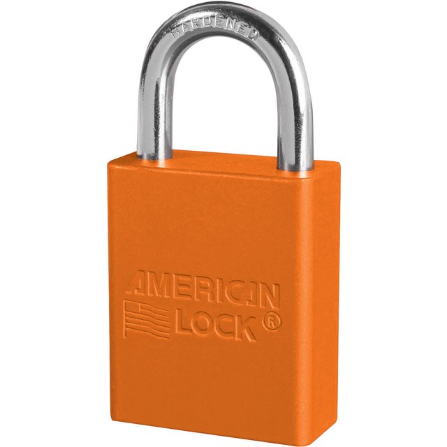 Anodized Padlock, Safety Padlock, Keyed Different, Aluminum, 1-1/2" Width Each