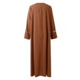 thumbnail image 5 of Robes Grande Taille Couleur Unie Manches Longues Bouffantes Col Rond Maxi Musulmane Décontractée Robe Soleil Marron m, 5 of 5