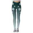 thumbnail image 4 of Womens Christmas Warm Leggings Womens Christmas Gradient Snowflake Printing High Waist Compression(Black M), 4 of 5