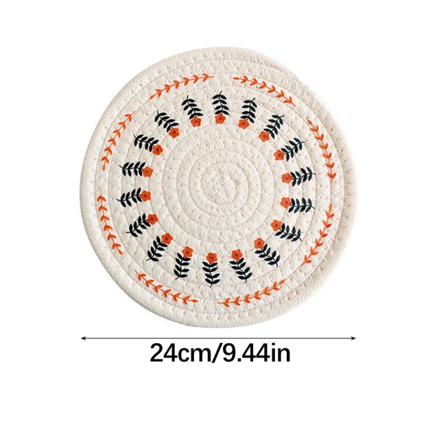 Linen Woven Thermal Insulation Table Mat 10 in x 10 in for Hot Bowls Pots Tea Cups