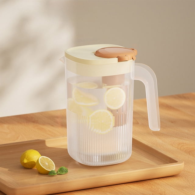 Fufafayo Large-Capacity Water Pitcher, 2200ML High-Temperature Jug, Refrigerator Beverage Bucket, Plastic Fruit Tea Pitcher for Summer Drinks Kitchen Dining Room