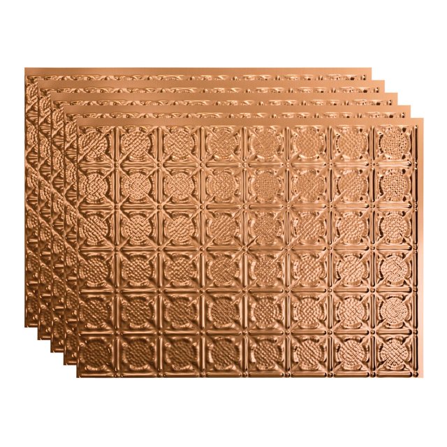Fasade 18in x 24in Traditional Style 6 Polished Copper Backsplash Panel 5 Pack