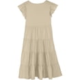 thumbnail image 4 of Girls Summer Dresses Double Layer Flutter Sleeve Flowy A Line Dress Casual Gradient Midi Dresses, 4 of 6