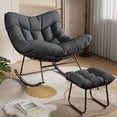 thumbnail image 3 of Eastvita Outdoor Black Rattan Egg-Shaped Rocking Chair with Footstool, 3 of 3