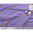 thumbnail image 2 of Soimoi Purple Rayon Fabric Human Group Print Sewing Fabric Yard 56 Inch Wide, 2 of 3
