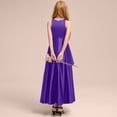 thumbnail image 4 of Robe Enfant Fille Robes Formelles Robe de Soirée Récital Performance Concours Élégant Sans Manches Robes Filles Violet 11 Ans-12 Ans, 4 of 4