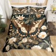 thumbnail image 2 of Erosebridal Housse de Couette Papillon Brun Simple, Ensembles de Literie Faune Chic Taille Simple, Déco de Chambre Fleur Blanche, Réversible 2 Pcs (Sans Couette), 2 of 7