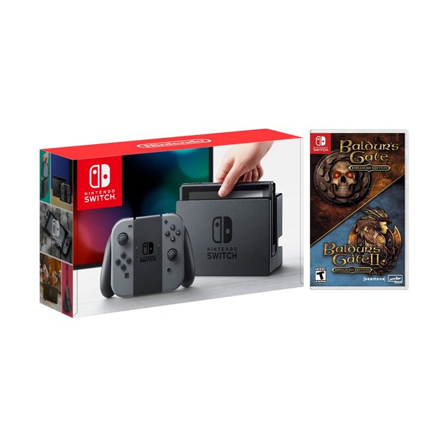 Nintendo Switch Gray Joy-Con Console Bundle with Baldur's Gate Enhanced Edition/Baldur's Gate II Enhanced Edition Bundle NS Game Disc - 2019 New Game!