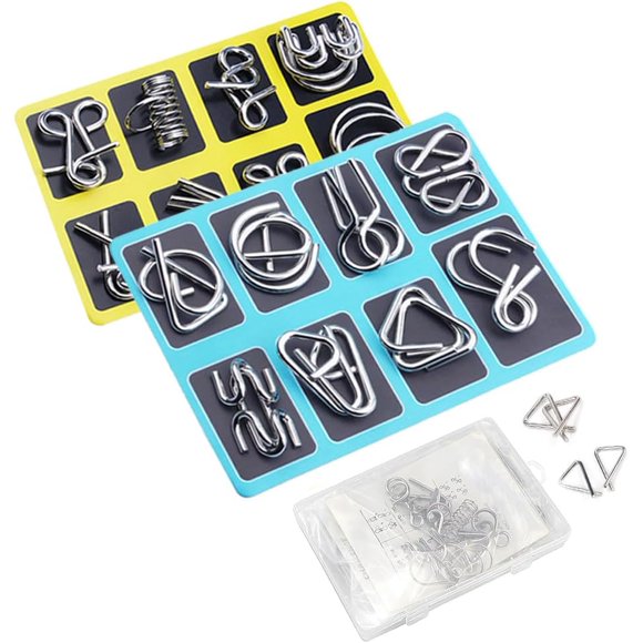 2pcs,Metal Brain Teaser Puzzles Ring, 3D Interlocking Metal Wire IQ Logic Game, Challenging Iron Ring Puzzle for Kids Adults, Educational Party Favor Travel Thinking Toy.,Type1