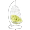thumbnail image 2 of Modway Encounter Wicker Rattan Outdoor Patio Porch Lounge Hanging Swing Chair Set with Stand in White, 2 of 5