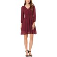 thumbnail image 2 of INSPIRE CHIC Women's Solid Cute V Neck Half Sleeve Flowy a-Line Chiffon Dress S Fuchsia, 2 of 7