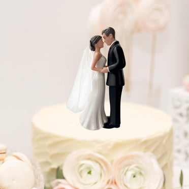 Elodie Bride Groom Figurine Couple Sculpture Wedding Cake Topper for Bridal Showers Black Suit