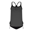 thumbnail image 4 of Moxiu Women's Two Piece Tankini Bathing Suits T-Back Top Ruched Padded Modest Swim Shorts Summer Basic Swimwear Gray,L, 4 of 4