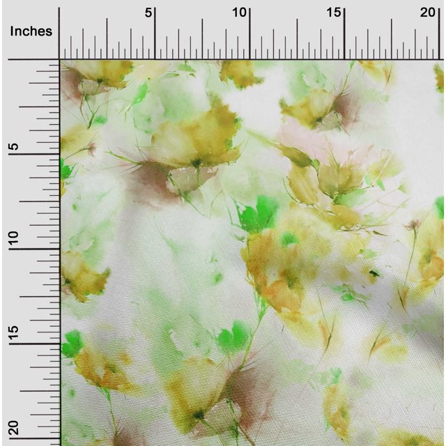 oneOone Cotton Poplin Fabric Flower Watercolor Print Fabric BTY 42 Inches Wide