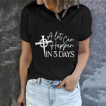 Wiyuqeen T-shirts de Pâques pour Femmes, Blouses Classiques à Lettres Imprimées, Hauts Décontractés et Confortables, Col Rond, Manches Courtes, Tuniques, Coupe Ample, T-shirts de Sortie