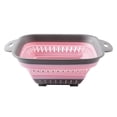 thumbnail image 1 of Oleegame 1PC Stainless Steel Cutlery Set Collapsible Colander Strainer with Plastic Handles Foldable Storage Basket Pink, 1 of 2