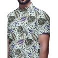 thumbnail image 4 of BESTMAN Chemise en Coton pour Hommes à Manches Courtes Imprimée Col Mandarin Chemise Décontractée, 4 of 5