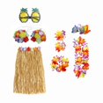 thumbnail image 2 of Ensemble de Costume Jupe Hawaïenne Tropicale Lunettes Accessoire Ajustable Extensible Femmes 60 cm, 2 of 8