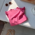 thumbnail image 2 of LUOGENLI T Shirt for Girls Girls Ruffle Sleeve T Shirt Solid Color Vest Girls Basic Short Sleeve Maxi Tops Set Ruffle 7-8Years, 2 of 3