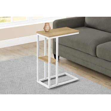 Monarch Specialties Accent Table, C-shaped, End, Side, Snack, Living Room, Bedroom, Metal, Laminate, Natural, White, Contemporary, Modern