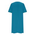 thumbnail image 5 of Swstbby Liquidation d'Économies d'Été! Robe d'Été pour Femmes, Robe Décontractée Ample Mode Rétro en Coton et Lin à Manches Courtes, Col en V, Plissée, Bleu G, 5 of 5