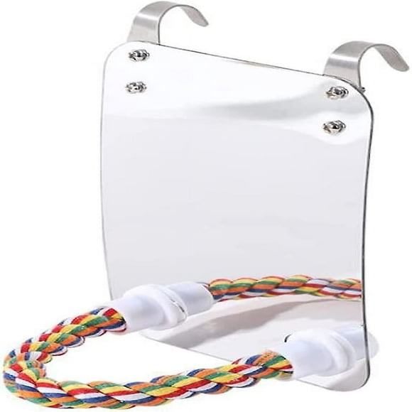 Estbridge Bird Mirror with Rope Perch Bird Toys Swing Comfy Perch for Greys Amazons Parakeet Cockatiel Lovebirds Finch Canaries